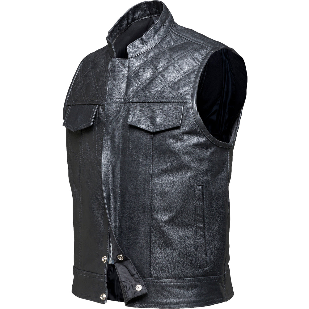Black Renegade Leather Motorcycle Vest