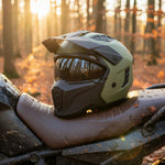 Black Street Fighter ECE R22.06 Matt Army Green Open Face Motorcycle Helmet and Internal Visor