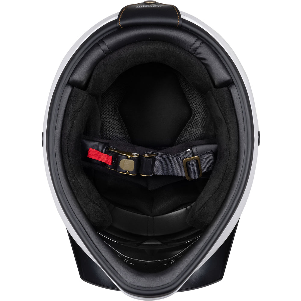 Black Royale II Retro ECE R22.06 Gloss White Motorcycle Helmet and Internal Visor