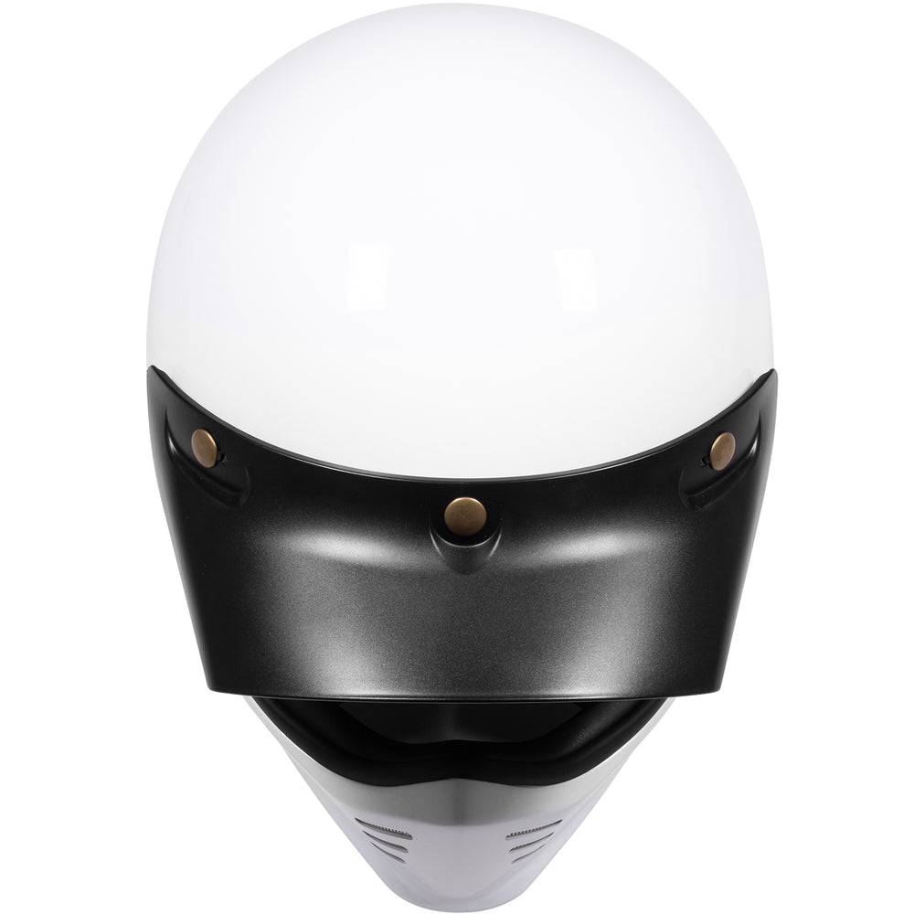 Black Royale II Retro ECE R22.06 Gloss White Motorcycle Helmet and Internal Visor