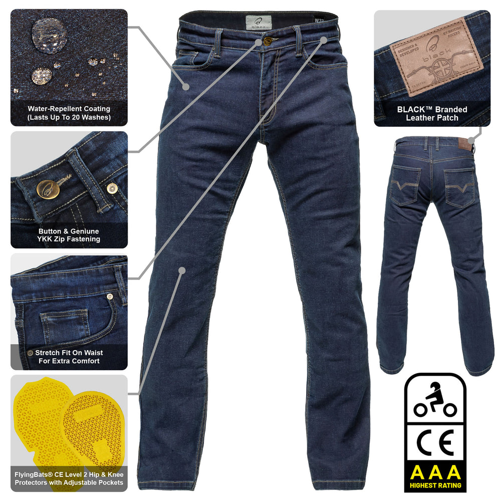Black Speedster AAA CE Dark Blue Motorcycle Jeans