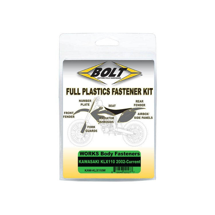 Bolt Hardware Plastics Fastener Kit - Kawasaki KLX110 2002-2025