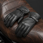 Black Axel Leather Motorcycle Gloves lifestyle 