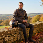 Black Notus Leather Motorcycle Jacket Lifestyle