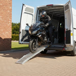 Black Pro Range Tri-Fold Steel Motorcycle Loading Ramp Silver (B5390) Lifestyle 