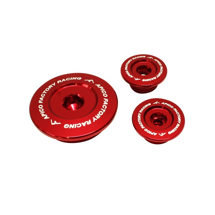 Apico Engine Plugs - Honda CRF250R 2004-09, CRF250X 2004-19 - Red