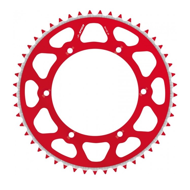 Apico Evolite Rear Sprocket - Beta RR 125-300 2T & 350-520 4T 2013-22 - Red/ 49T