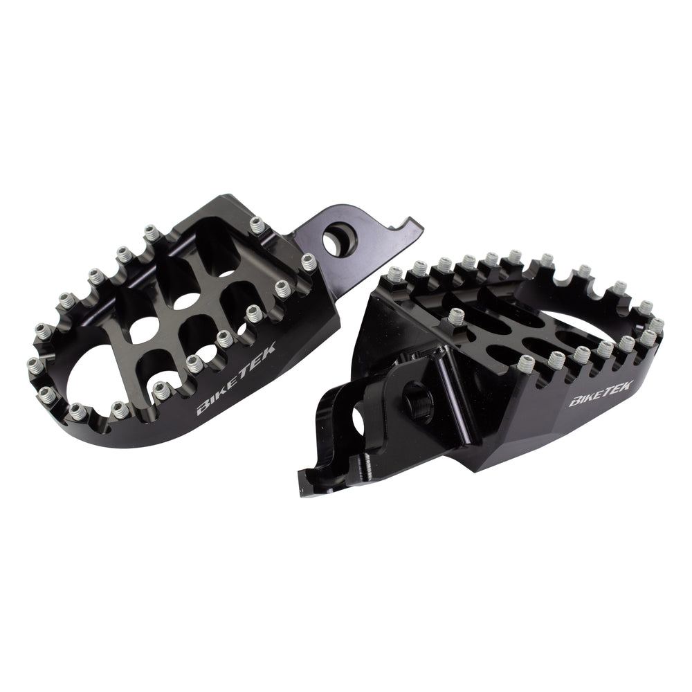 BikeTek Wide Foot Pegs - Kawasaki KXF250 2006-21, KXF450 2007-21, KX500 1993-2003 - Black