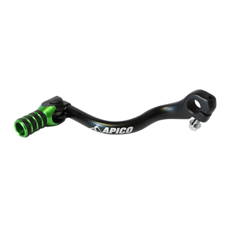 Apico Elite Gear Pedal - Kawasaki KX 125/250 1994-2008, KX500 1994-2004 Black/ Green