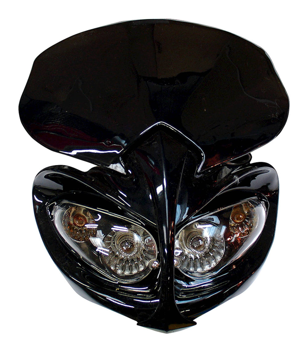 Bike It Universal Demon Fairing Headlight With Indicators - Black