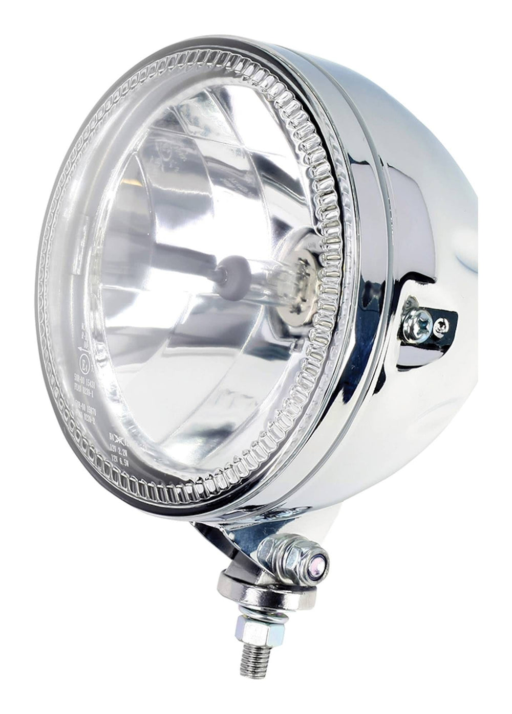 Bike It Universal 5 3/4" Halo Bottom Mount H4 12V 60/55W Headlight - High Chrome
