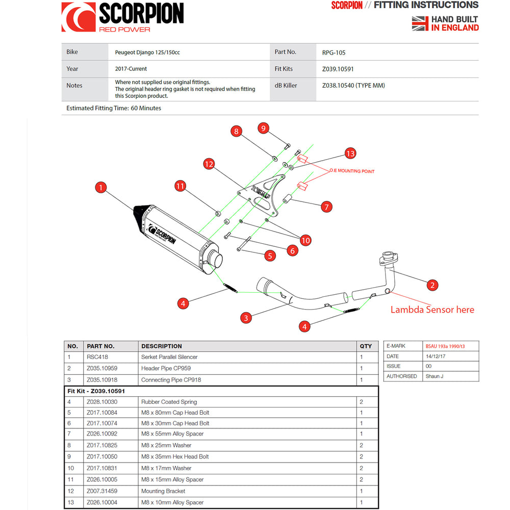 Scorpion Serket Parallel Full System Black Ceramic Exhaust For Peugeot Django 125 Euro 4 2017-2018