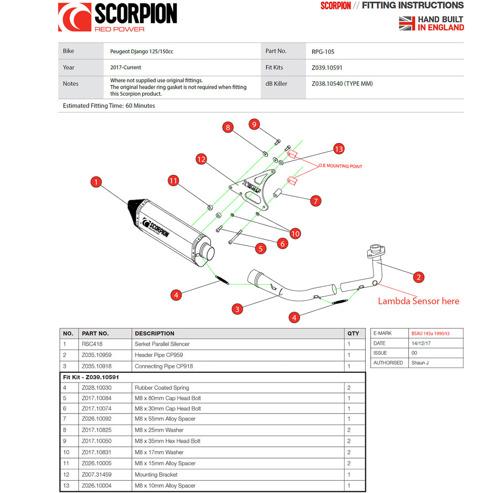 Scorpion Serket Parallel Full System Stainless Steel Exhaust For Peugeot Django 125 Euro 4 2017-2018