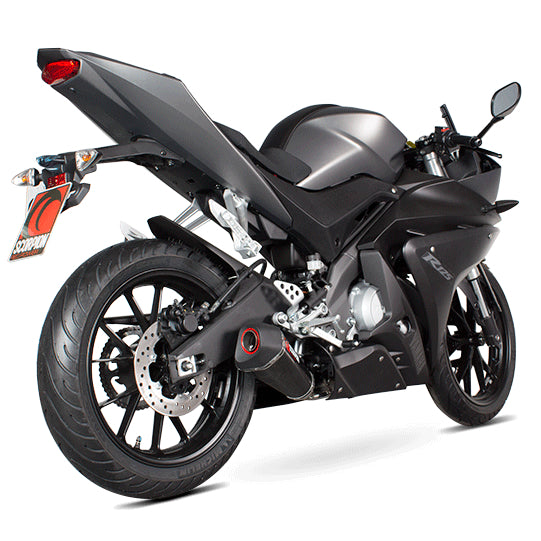 Scorpion Serket Taper Satin Titanium Oval Exhaust For Yamaha YZF R 125 2014-2018