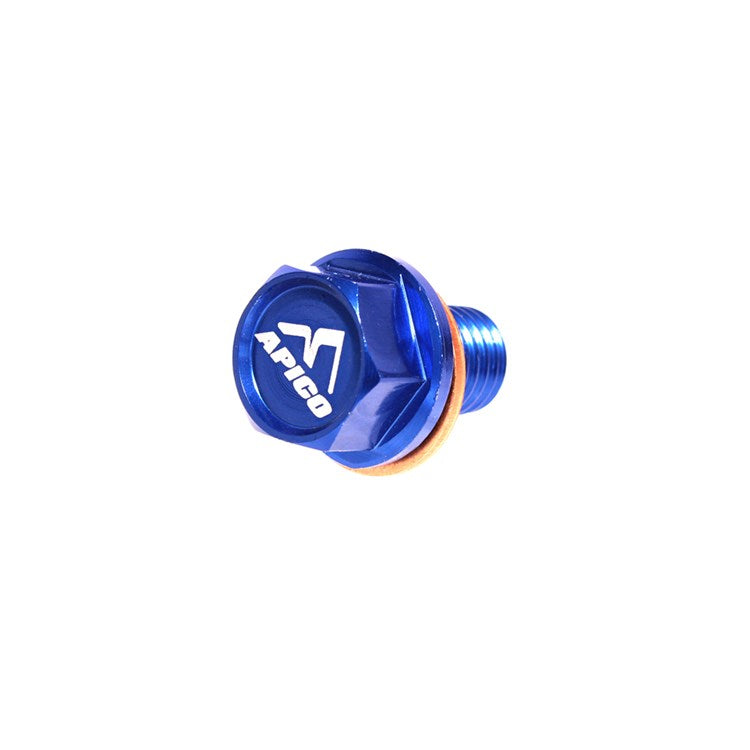 Apico M10 X 15MM X 1.5 Magnetic Sump Drain Bolt - Kawasaki KX65 2000-23, KXF250 2004-20 - Blue