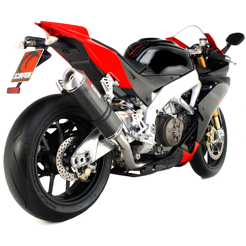 Scorpion Factory Satin Titanium Oval Exhaust Carbon Outlet Aprilia RSV4 09>Current
