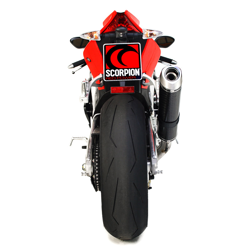 Scorpion Factory Satin Titanium Oval Exhaust Carbon Outlet Aprilia RSV4 09>Current