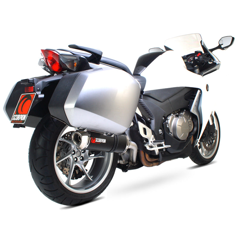 Scorpion Factory Satin Titanium Oval Exhaust Carbon Outlet Honda VFR 1200 with panniers 10-Current