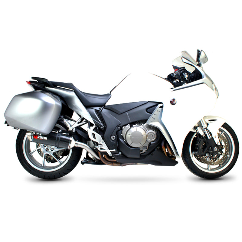 Scorpion Factory Satin Titanium Oval Exhaust Carbon Outlet Honda VFR 1200 with panniers 10-Current