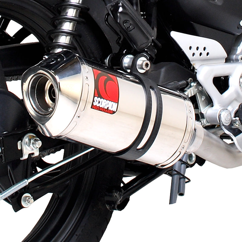 Scorpion Factory Stainless Oval Exhaust - Honda CBF 125 Full System 2008 - 2015