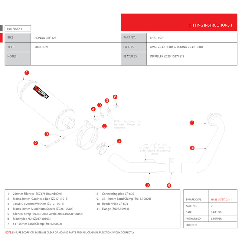 Scorpion Factory Carbon Oval Exhaust For Honda CBF 125 Full System 2008-2015