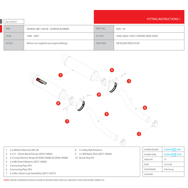 Scorpion Factory Carbon Oval Exhaust Carbon Outlet Honda VFR 800 97-00