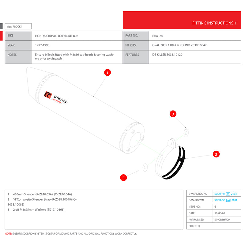 Scorpion Factory Satin Titanium Round Exhaust - Honda CBR 900 RR F/Blade 898 1992 - 1995
