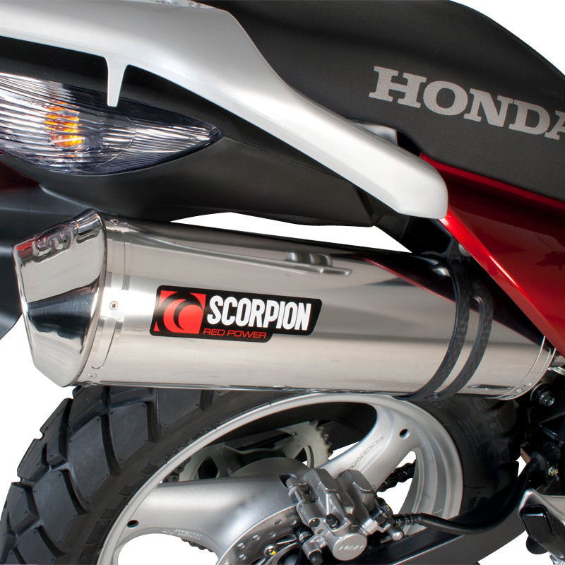 Scorpion Factory Satin Titanium Oval Exhaust - Honda HA125 XL VARADERO 2007 - 2017