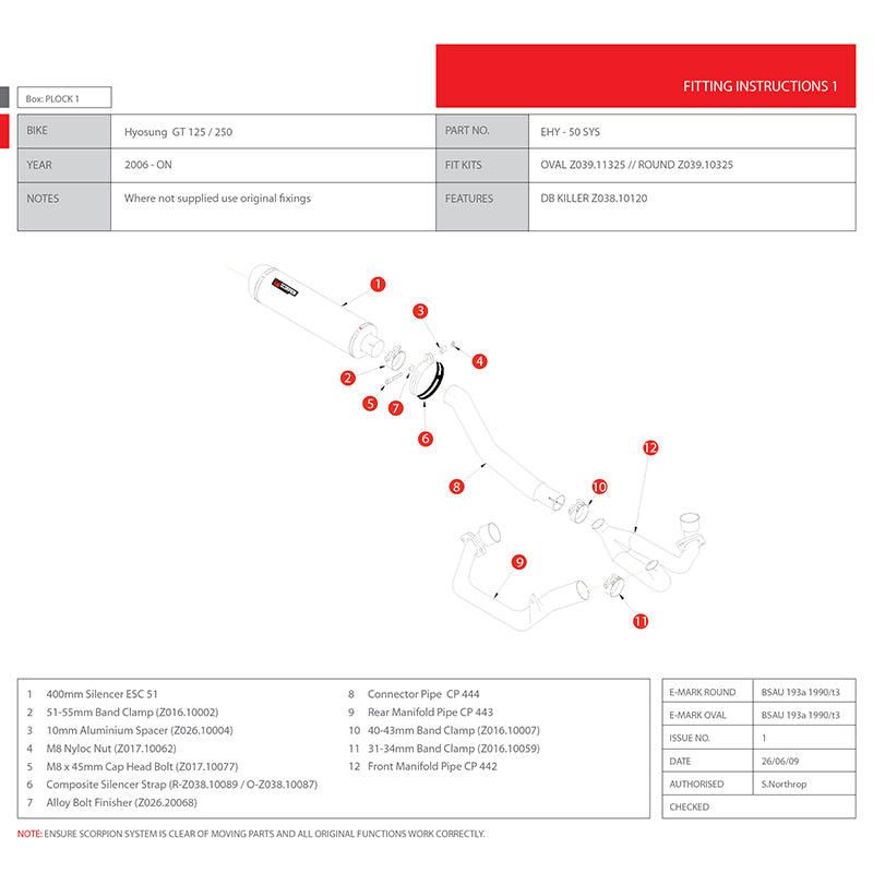 Scorpion Factory Stainless Round Exhaust Hyosung GT125/250 Full System 06>Current