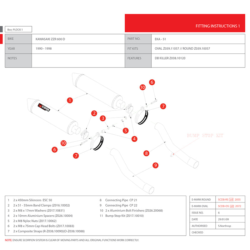 Scorpion Factory Carbon Round Exhaust - Kawasaki ZZR 600 D 1990 - 1998