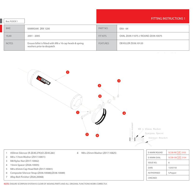 Scorpion Factory Satin Titanium Round Exhaust Carbon Outlet Kawasaki ZRX 1200 01-05