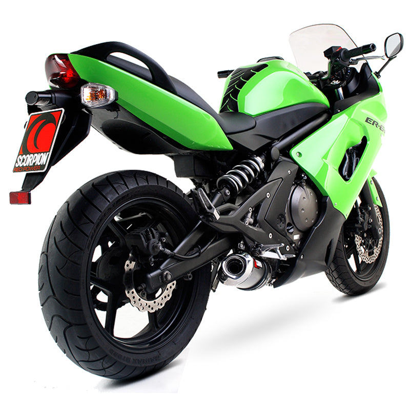 Scorpion Factory Satin Titanium Oval Exhaust-Kawasaki ER6 F N VERSYS 2006-2011
