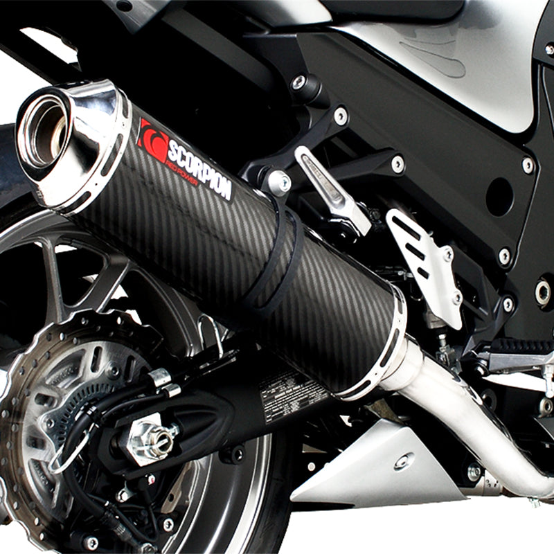 Scorpion Factory Satin Titanium Oval Exhaust Carbon Outlet Kawasaki ZZR1400 08-11