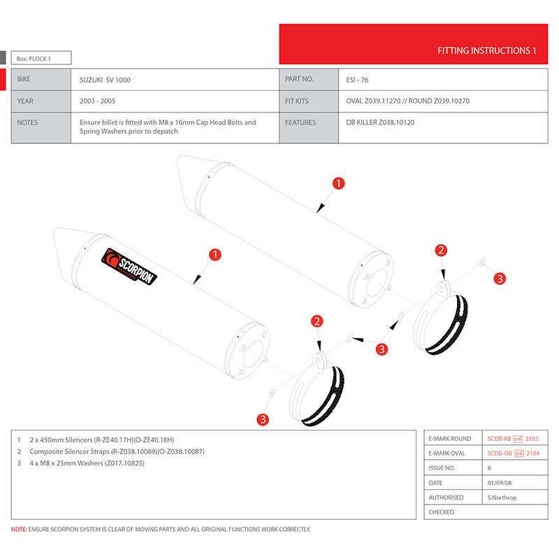 Scorpion Factory Stainless Oval Exhaust - Suzuki SV1000 2003 - 2007