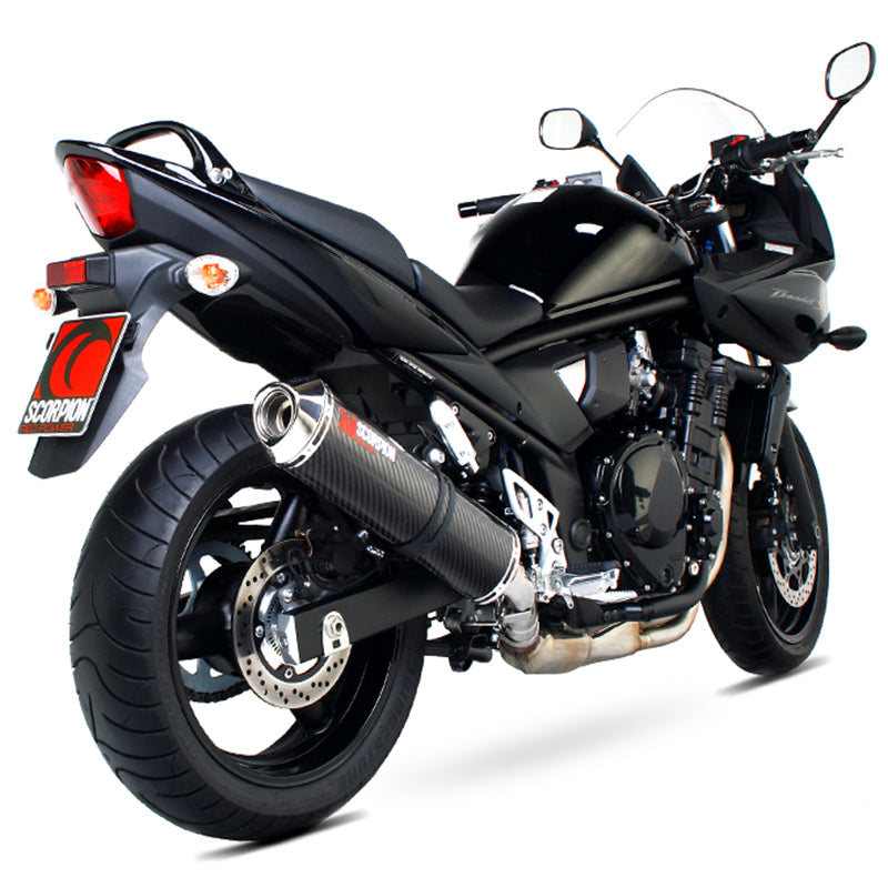 Scorpion Factory Satin Titanium Oval Exhaust Carbon Outlet Suzuki GSF 650 Bandit 07-09