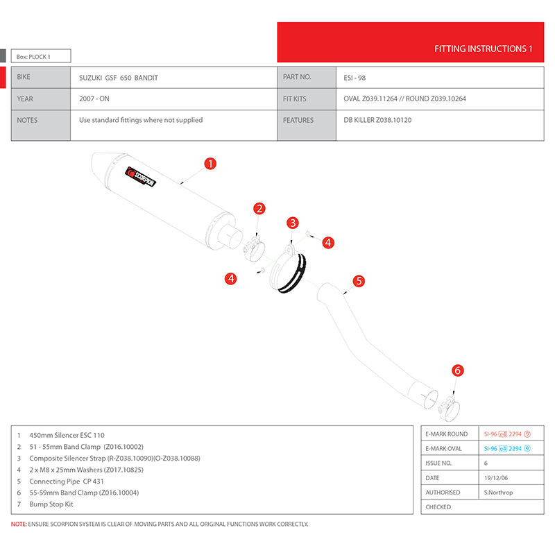 Scorpion Factory Carbon Oval Exhaust Carbon Outlet Suzuki GSF 650 Bandit 07-09