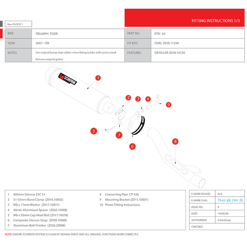 Scorpion Factory Stainless Oval Exhaust - Triumph Tiger 1050 2007 - 2012