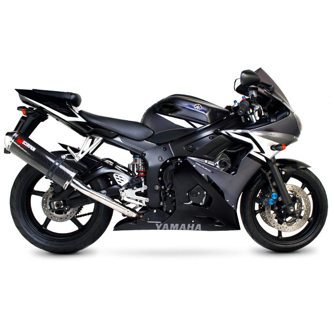 Scorpion Factory Satin Titanium Oval Exhaust Carbon Outlet Yamaha YZF 600 R6 03-05