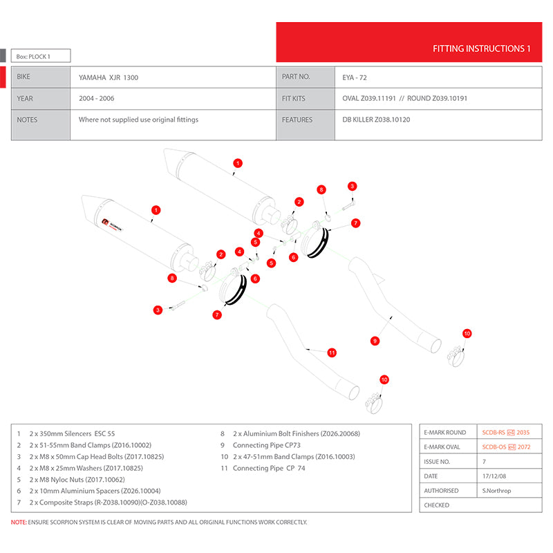 Scorpion Factory Stainless Oval Exhaust For Yamaha XJR 1300 04-06