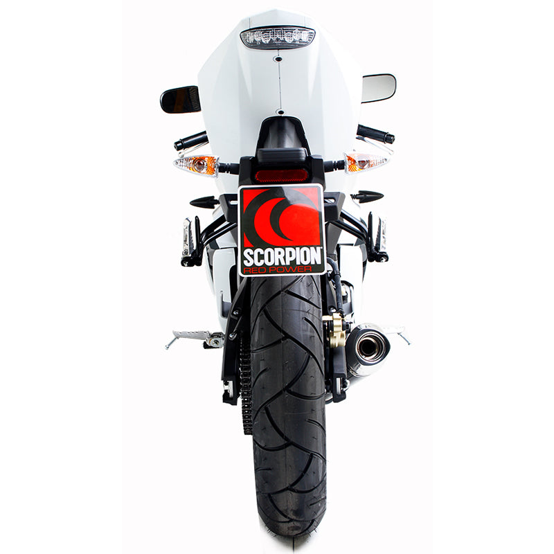 Scorpion Power Cone Satin Titanium Oval Exhaust Carbon Outlet Yamaha YZF R 125 Full System 08>Current