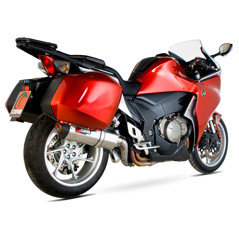 Scorpion Serket Satin Titanium Oval Exhaust For Honda VFR 1200 With Panniers 2010-2017