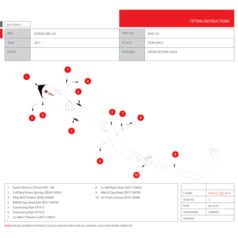 Scorpion Serket Taper Satin Titanium Oval Exhaust For Honda CBR 125 R System 2011-2016