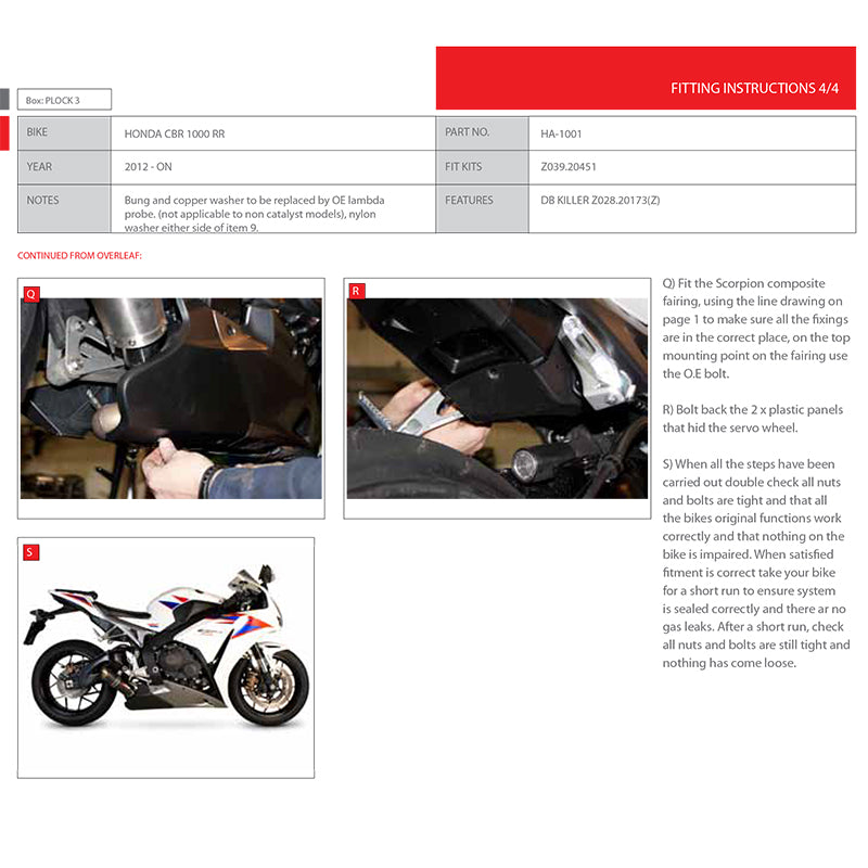 Scorpion RP-1 GP Carbon Round Exhaust For Honda CBR 1000 RR 2012-2013