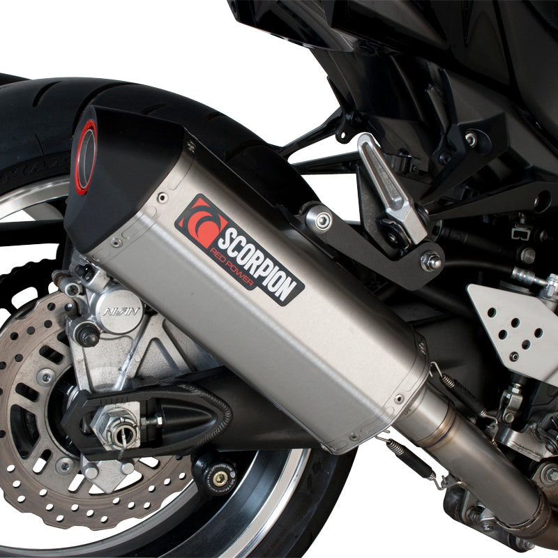 Scorpion Serket Satin Titanium Oval Exhaust For Kawasaki Z1000 2007-2009