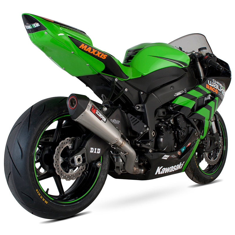 Scorpion Serket Taper Satin Titanium Oval Exhaust For Kawasaki ZX-6R 2009-2012