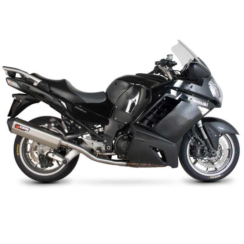 Scorpion Serket Satin Titanium Oval Exhaust For Kawasaki GTR 1400 2007-2018