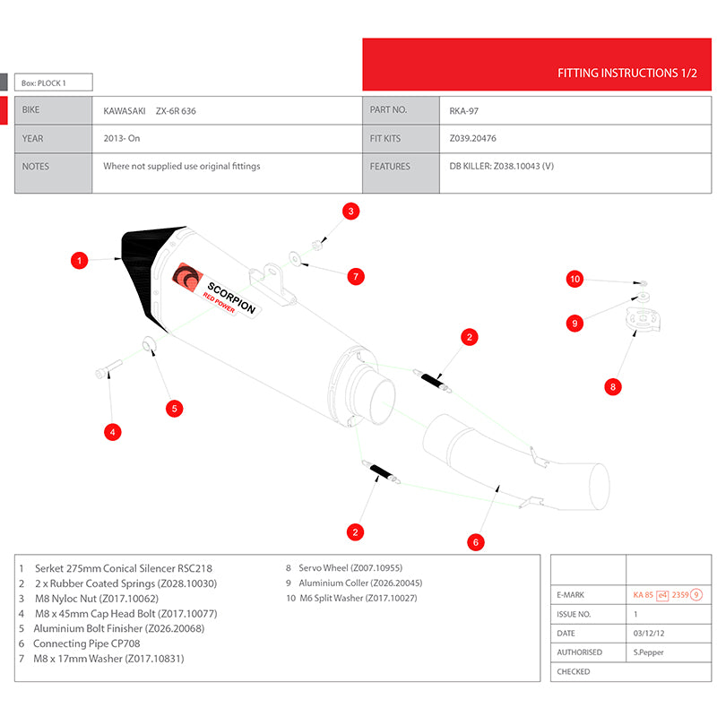 Scorpion Serket Taper Stainless Oval Exhaust For Kawasaki ZX-6R 2013-2018