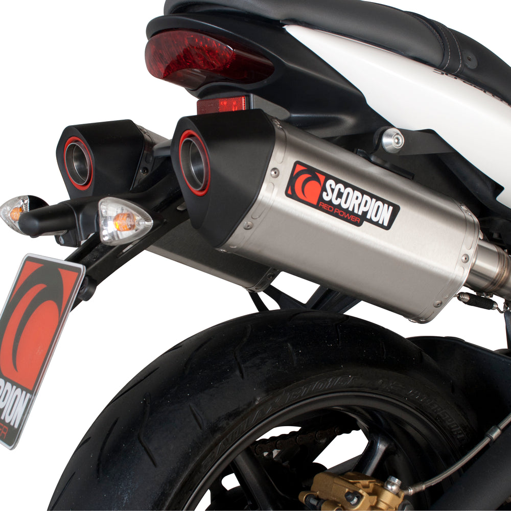 Scorpion Serket Satin Titanium Oval Exhaust - Triumph Street Triple 2007 - 2012