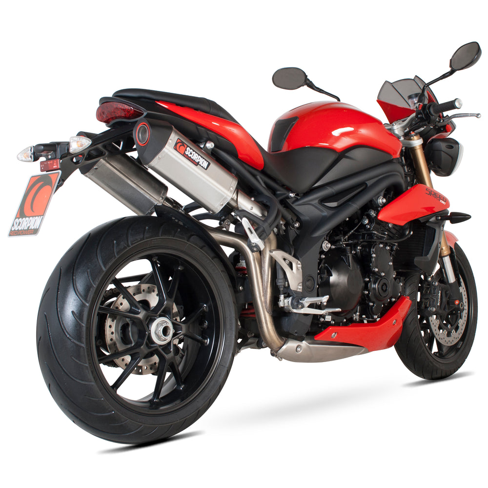 Scorpion Serket Satin Titanium Oval Exhaust - Triumph Speed Triple 2011 - 2015