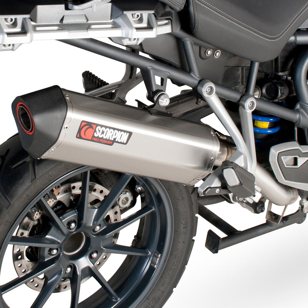 Scorpion Factory Satin Titanium Oval Exhaust-Triumph Tiger 1200 Explorer 2012-2015
